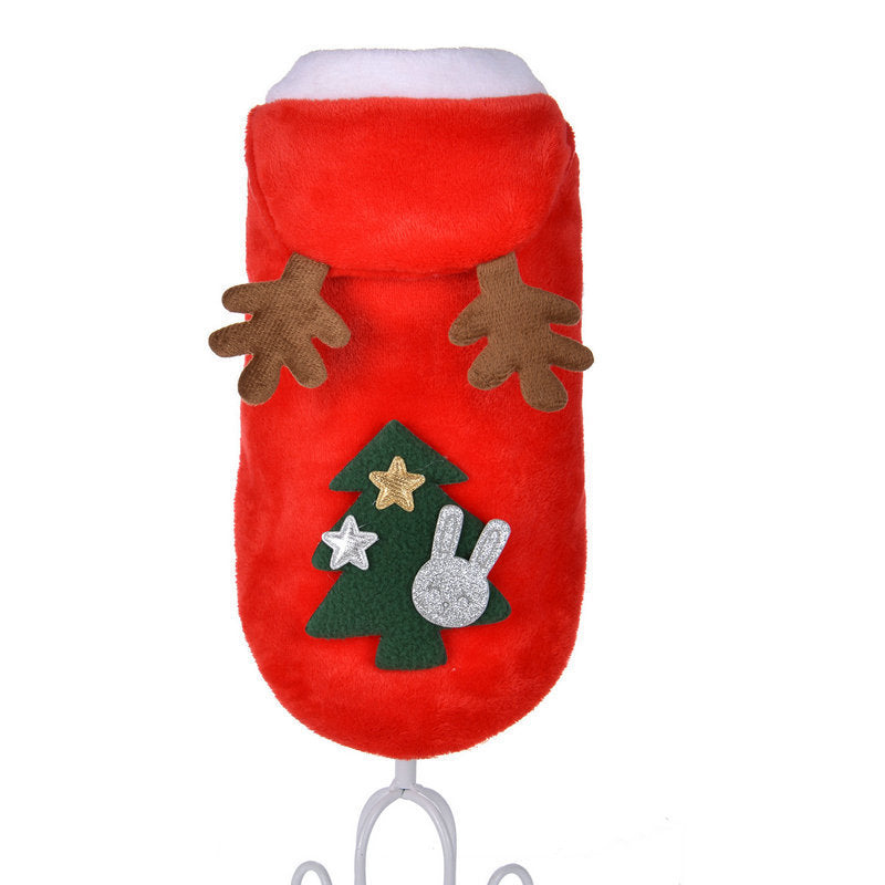 Pet Clothes Autumn And Winter Flannel Festive Clothes Elk Christmas Clothes New Year's Clothes Halloween Christmas Dog Clothes