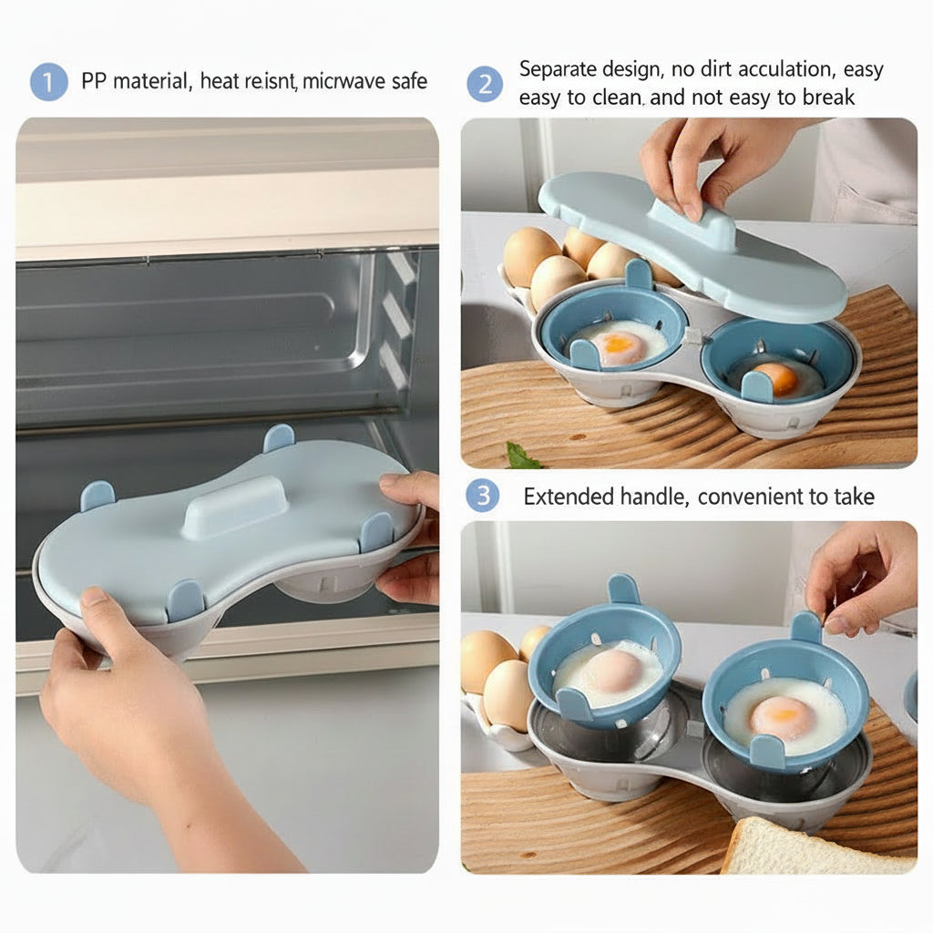 Microwave Oven Egg Steamer With Lid Multifunctional Poached Egg Boiler Egg Boiling Box Plastic Steamer