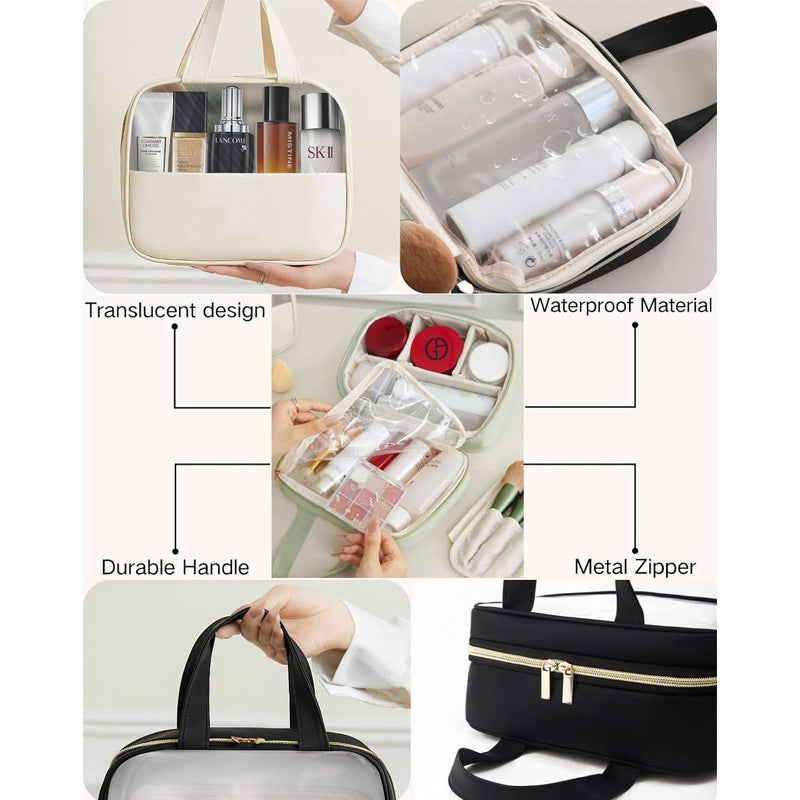 Waterproof Cosmetic Bag Large Capacity Travel Organizer With Compartment Skin Care Makeup Brush Box Portable Toiletry Bag