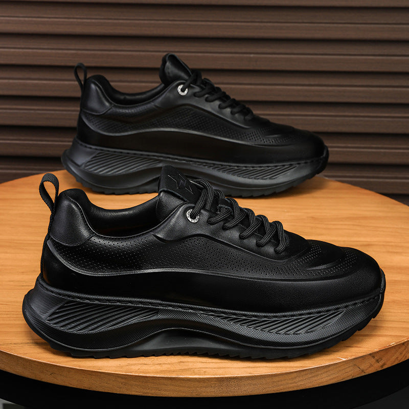 Men's Shoes, Large Size Leather Sports And Casual Shoes, Korean Style Heightening Dad Trendy Shoes, Cross-Border Foreign Trade Popular Thick-Soled Sneakers