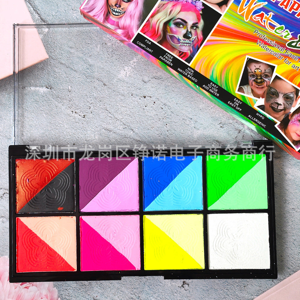 Double Color Matte Color Palette Quick-drying Water-soluble Body Paint Halloween Facial Makeup