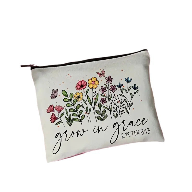 Makeup Bag Printed With Flower Pattern, Lovely Travel Bag Storage Bag, Travel Light Cosmetics Organizer