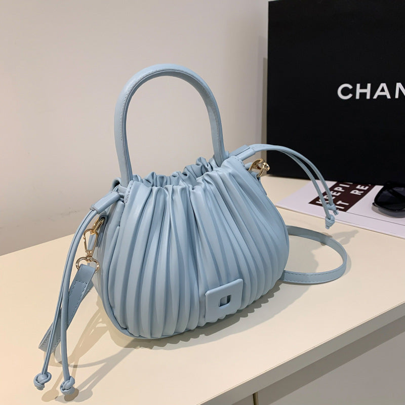 Niche Design Bag Women's 2025 New Spring High-end Pleated Bucket Handbag All-match Shoulder Crossbody Bag