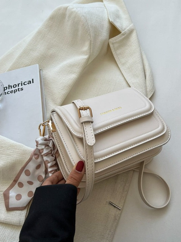 Niche Design Simple Solid Color Texture Popular Messenger Bag Japanese Multi-layer Small Square Bag Women's All-match Shoulder Bag
