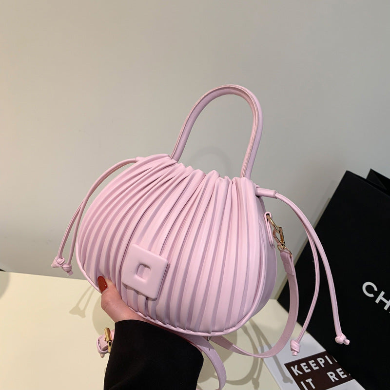 Niche Design Bag Women's 2025 New Spring High-end Pleated Bucket Handbag All-match Shoulder Crossbody Bag