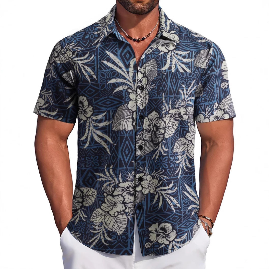 New Arrival Seaside Hawaiian Flower Shirt Men's Half-Sleeve Quick-Dry Beach Short-Sleeved Flower Shirt For Men And Women