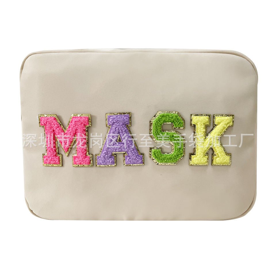 Customized Logo Wash Bag Waterproof Nylon Cosmetic Pouch Organizer Travel Storage Bag Zipper Toiletry Bag Handbag