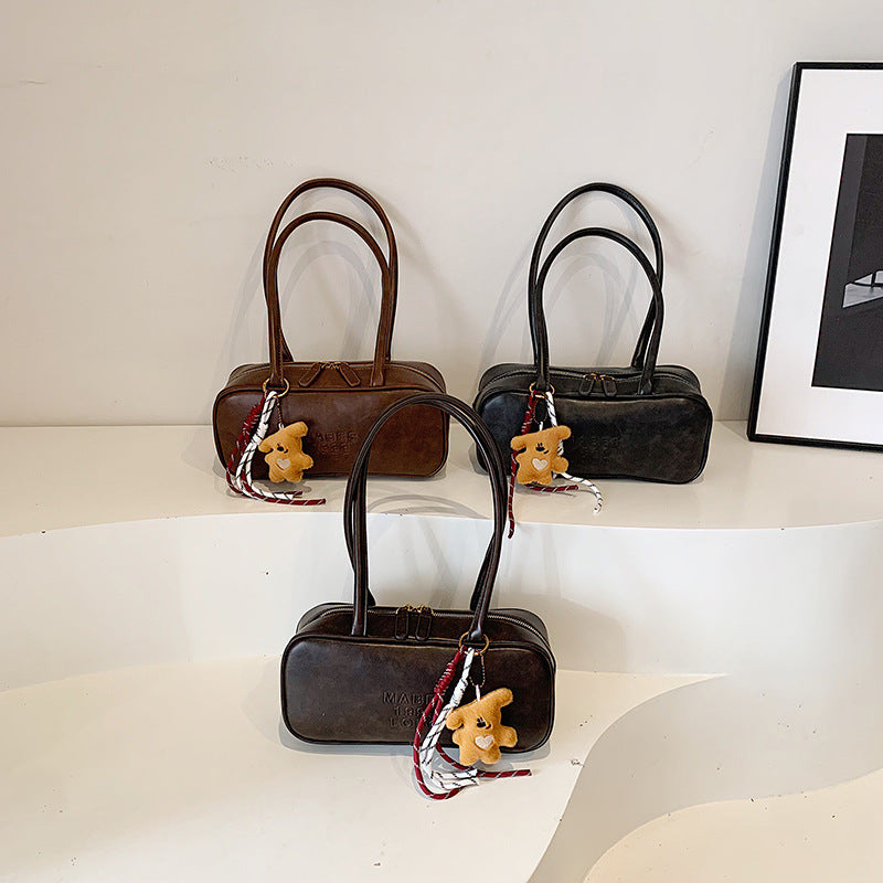 Shoulder Bag Korean Blogger's Same Retro Bowling Handbag Autumn And Winter Texture Niche Design Commuter Bag For Women