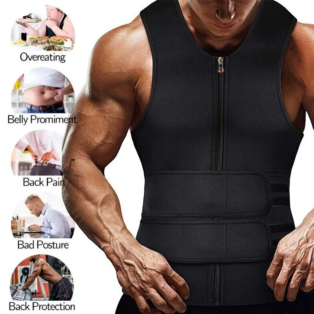 Cross-border Men's Double Belt Vest Shaper Reinforced Sweat Rubber Corset Sport Waist Tight Belt