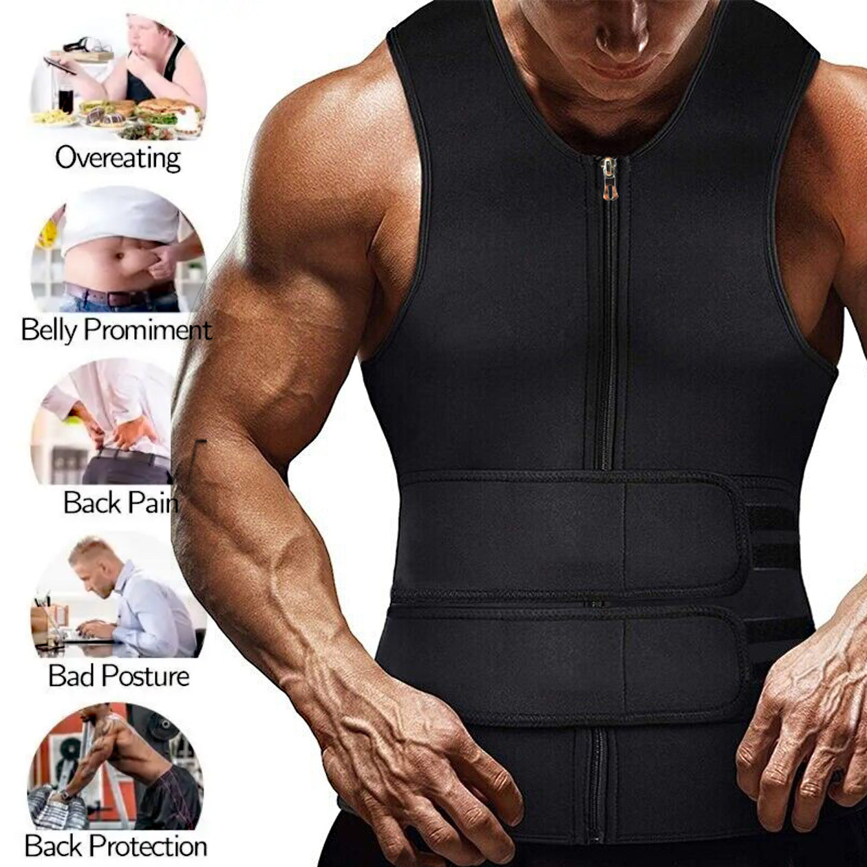Cross-border Men's Double Belt Vest Shaper Reinforced Sweat Rubber Corset Sport Waist Tight Belt