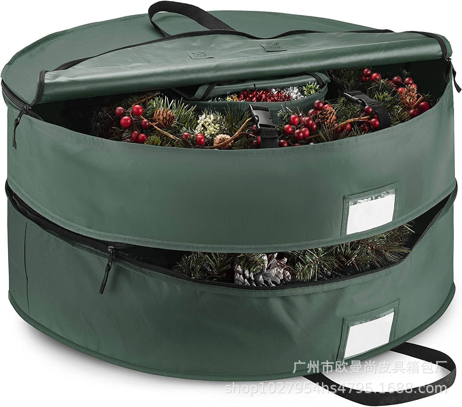 Foreign Trade Direct Supply Double Premium Christmas Wreath Storage Bag Compartment Organizer Christmas Wreath Jewelry Storage Bag