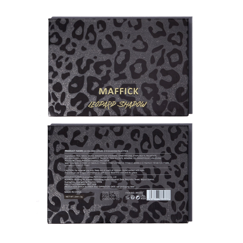 Cross-border Explosions MAFFICK 24 Color Leopard Eye Shadow Palette Chameleon Pearlescent Matte Makeup Effect Lasting Wholesale