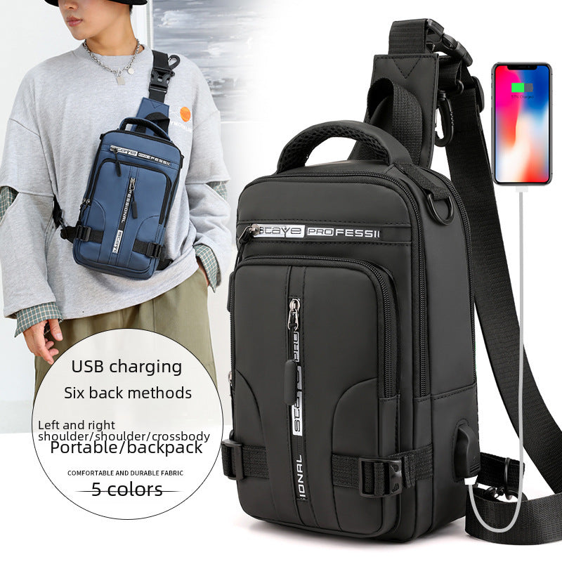 New Men's Multi-functional Chest Bag Fashion Casual Shoulder Messenger Bag Waterproof Space Cloth Small Backpack