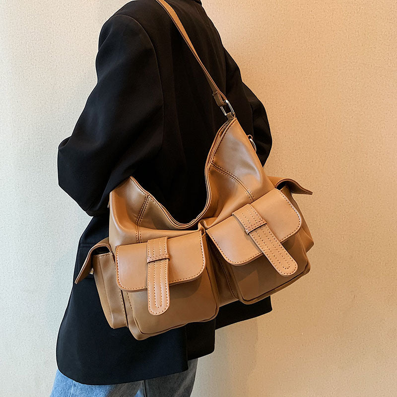 Women's Shoulder Bag 2023 Spring New PU Texture Large Capacity Messenger Bag Trendy Niche Design Underarm Bag Wholesale