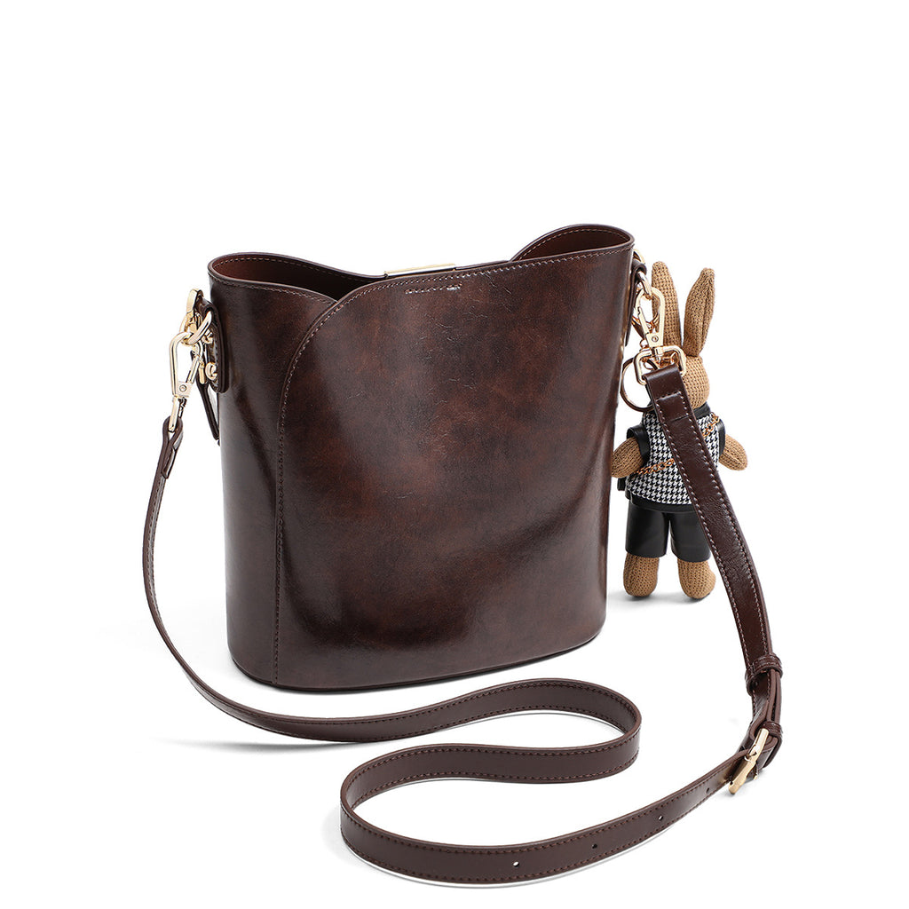 Bag Women's 2025 New High-end Texture Retro Niche Design All-match Crossbody Bag Explosive Portable Bucket Bag