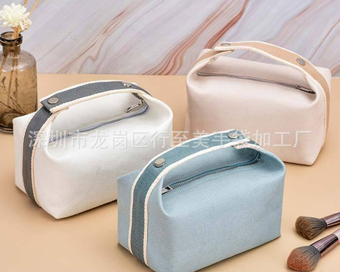 Wholesale Custom Design Logo Printing Plain Organizer Zipper Buckle Cotton Canvas Pouch Toilet Travel Cosmetic Bag