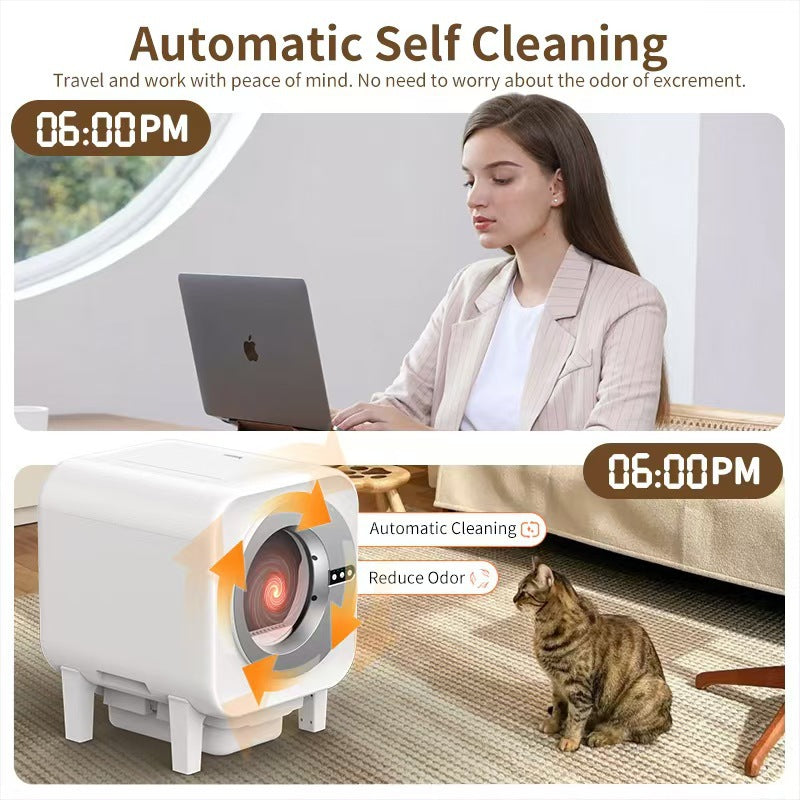 Cross-Border Smart Cat Litter Box Fully Enclosed Extra Large Automatic Cat Toilet Smart Cat Litter Box Self-Cleaning Odor Cat Litter Box