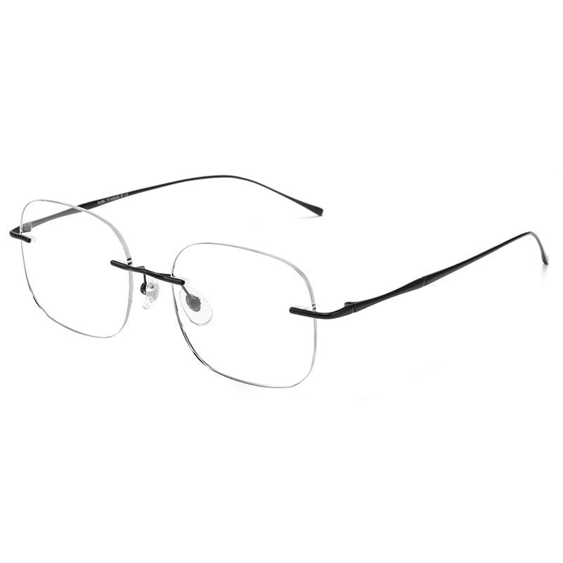 Zhai Si Lu And Xu Yan's Same Style Rimless Blue Light Blocking Myopia Glasses For Women With Bamboo Temple Arms, Ultra-Light Pure Titanium Eyeglass Frames