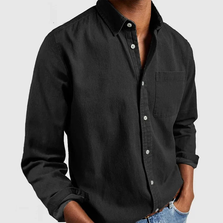2024 Cross-border Export E-commerce New Amazon Independent Station Men's Shirt New Long-sleeved Lapel Men's Shirt