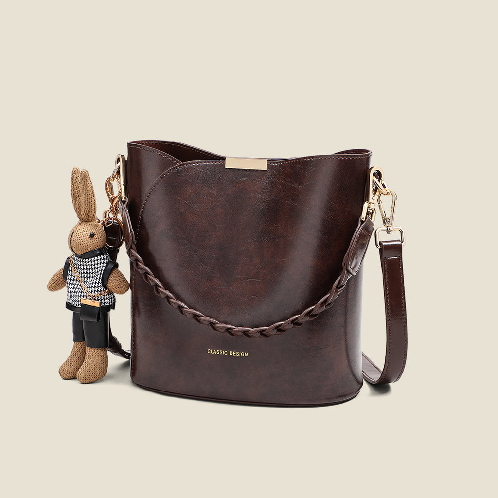 Bag Women's 2025 New High-end Texture Retro Niche Design All-match Crossbody Bag Explosive Portable Bucket Bag