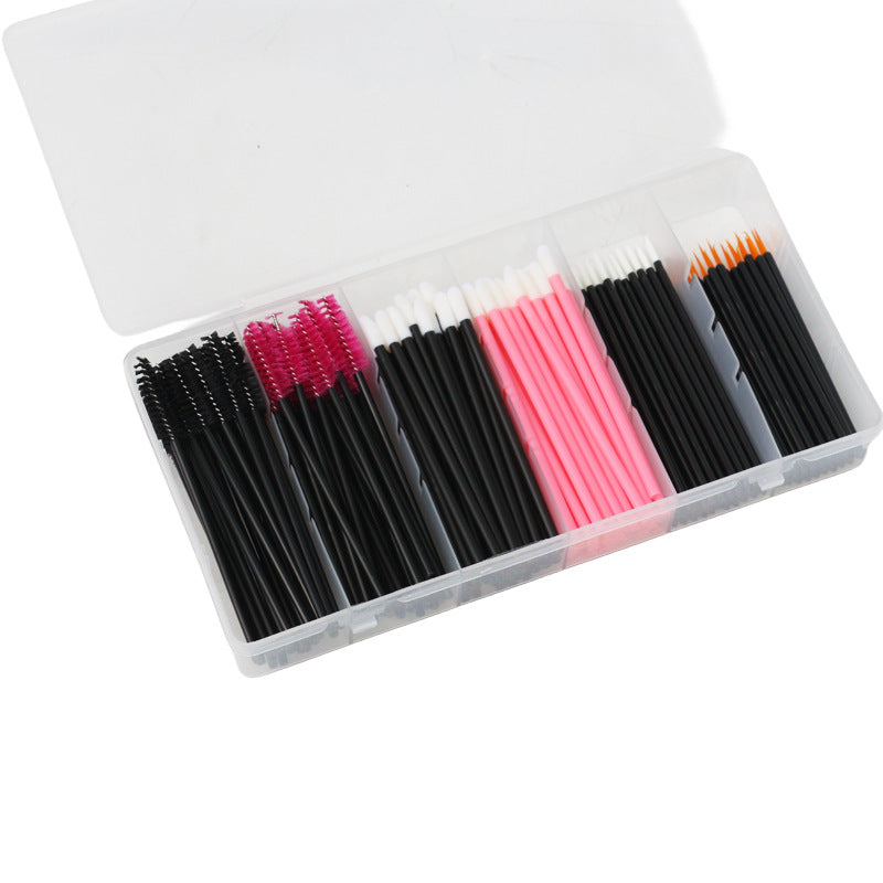 Lip Brush Mascara Brush Eyeliner Powder Puff Clip Set Plastic Six-compartment Storage Box Multi-compartment Beauty Tool