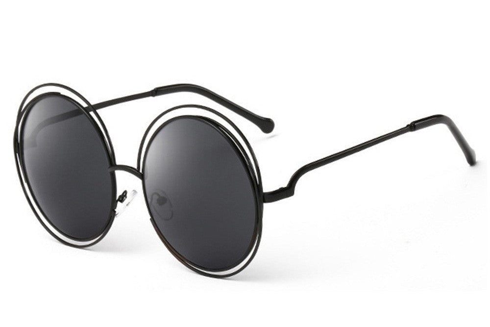 8048 New Wild Fox Internet Celebrity Large Frame Sunglasses Round Frame Women's Sunglasses Real Film Sunglasses Flat Mirror