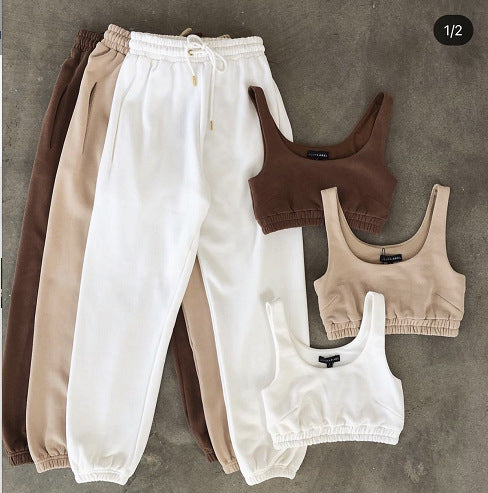 Cross-border Direct Supply Support One Piece Drop Hair Beauty Code Autumn And Winter Casual Vest Sweater Solid Color Trousers Ladies Suit