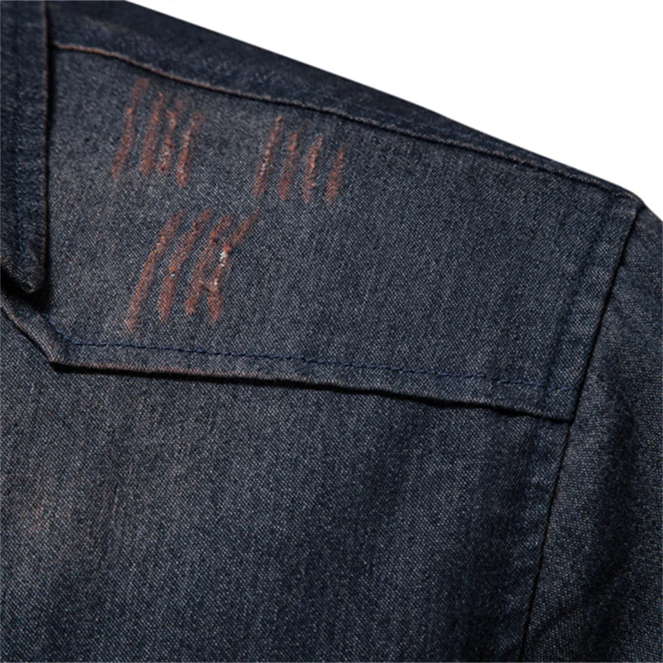 Men's Casual Solid Color Non-iron Long-sleeved Denim Shirt