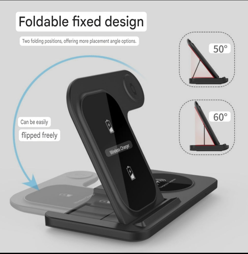 Ultra-thin Double Coil Wireless Three-in-one charger