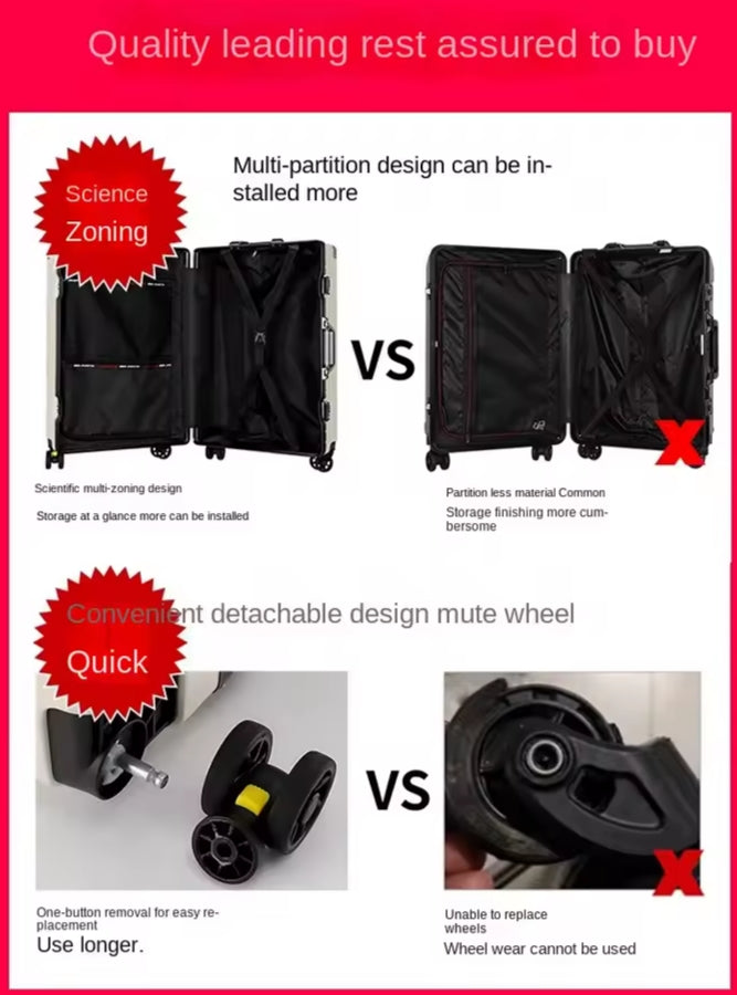 Urban-Aluminium zipper less Luggage With Universal Wheels